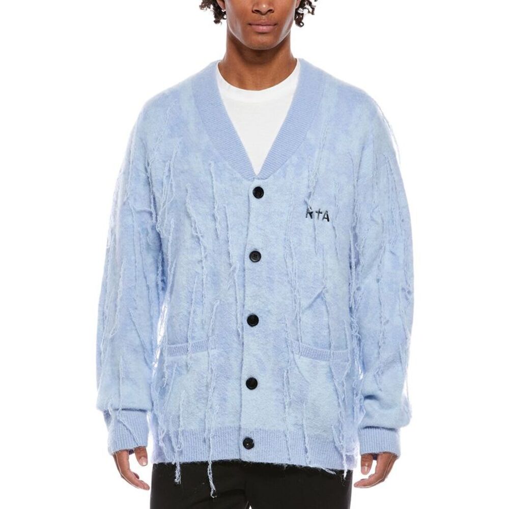 Rta Mens  Zephyr Mohair & Wool-Blend Cardigan, Blue